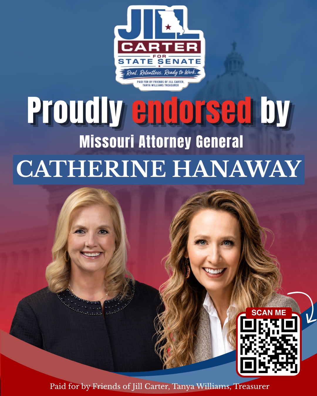 Senator Jill Carter, proudly endorsed by Missouri Attorney General Catherine Hanaway