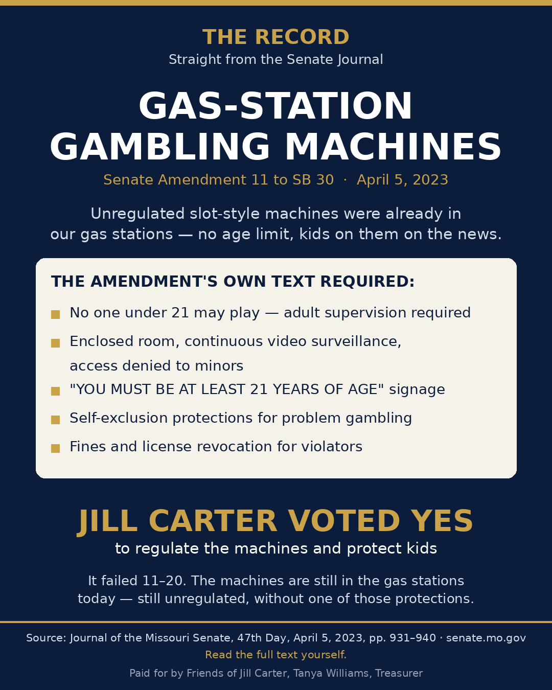 Gas-station gambling machines record card